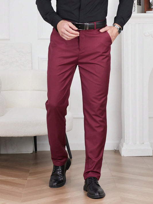 Men's Solid Color Straight Suit Pants