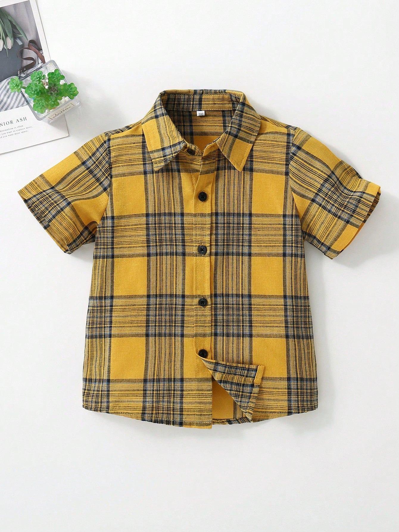 Young Boys' Short Sleeve Plaid Shirt