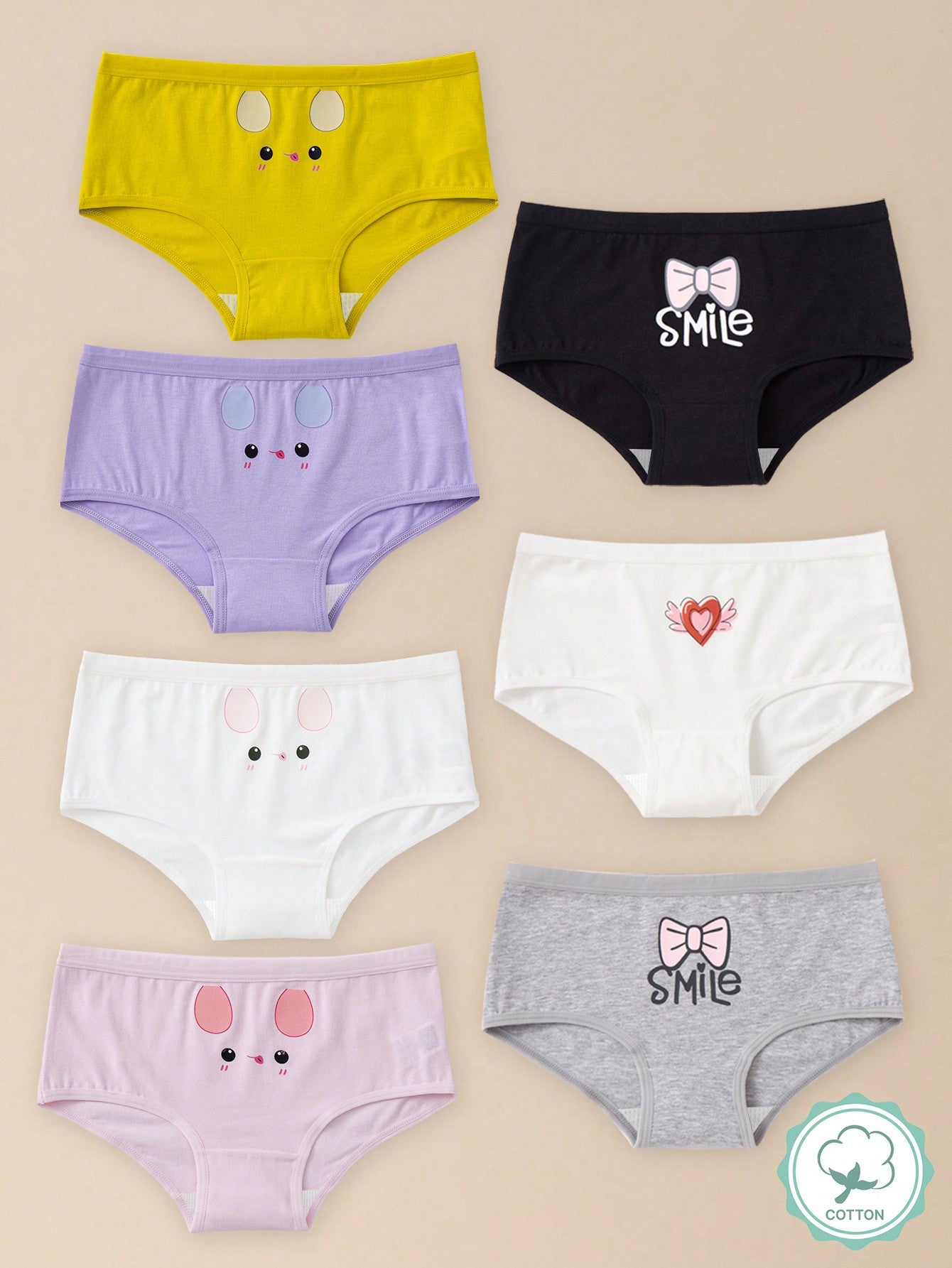 Tween Girl 7pcs/Set Cartoon Printed Underwear