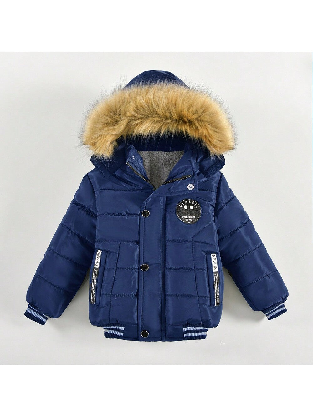 Young Boy The New Coat Boys Fashion Winter Loose Jacket Zipper Long Coat Warm Fur Collar Kids Clothes