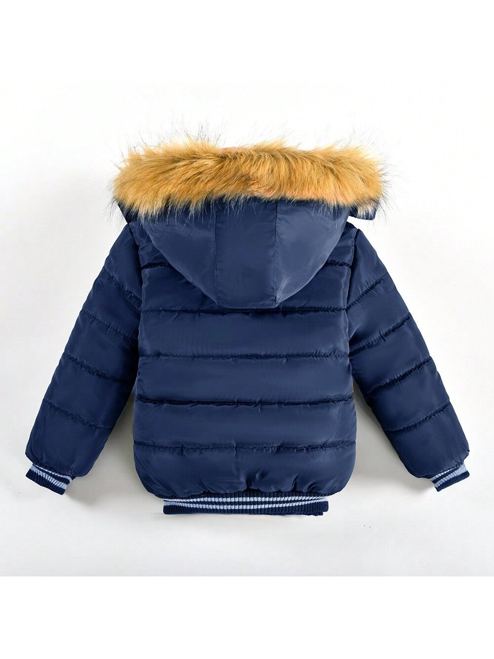 Young Boy Fashion Winter Loose Jacket Zipper Long Coat Warm Fur Collar Kids Clothes