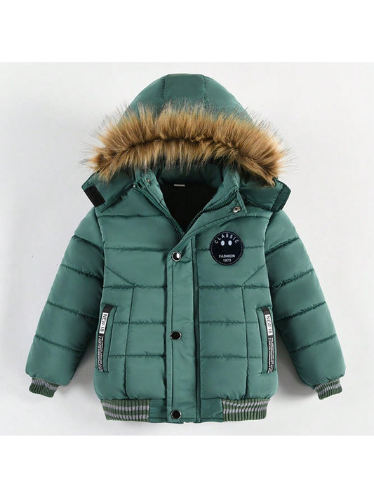 Young Boy The New Coat Boys Fashion Winter Loose Jacket Zipper Long Coat Warm Fur Collar