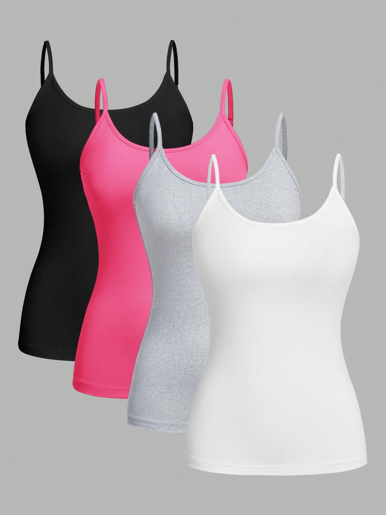 4pcs Casual All-Match Tank Tops Set For Women, Slim Fit, Suitable For Summer