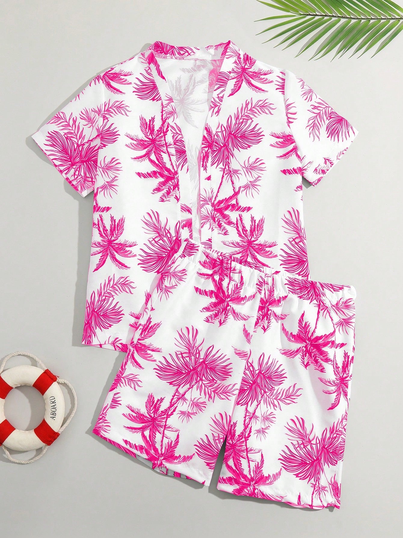 Tween Boy Tropical Print Kimono & Shorts