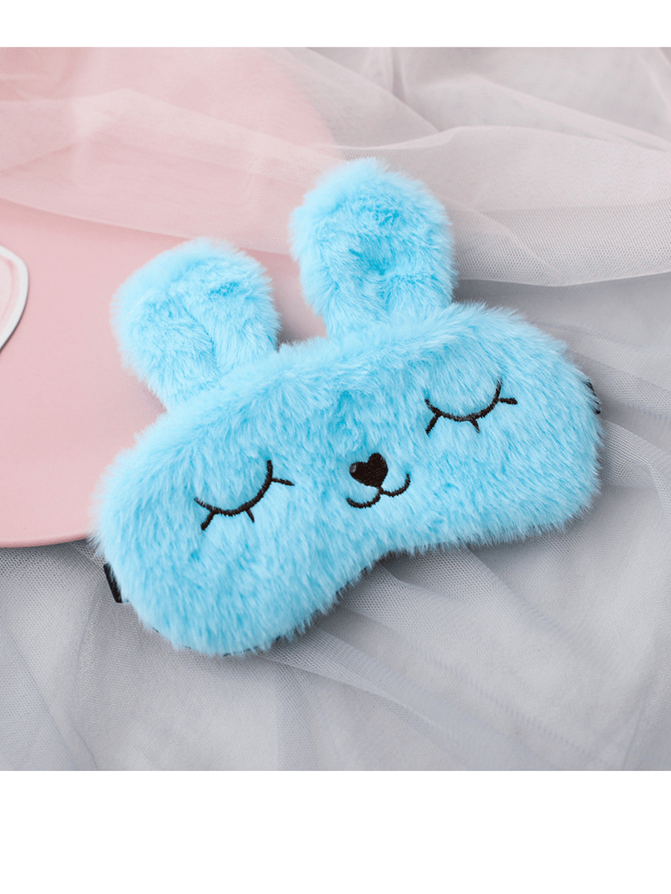 Cute Cartoon Rabbit Ears Faux Silk & Plush Eye Mask, Comfortable Sleep Mask, Can Be Used As Cold Or Hot Compress Eye Mask