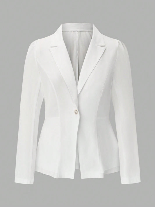 Plus Size Women's Long Sleeve Solid Blazer With Contrast Lapel