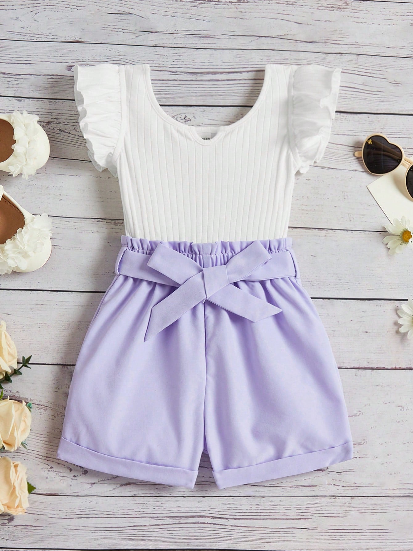 Young Girl Casual Color Block Short Sleeve Jumpsuit