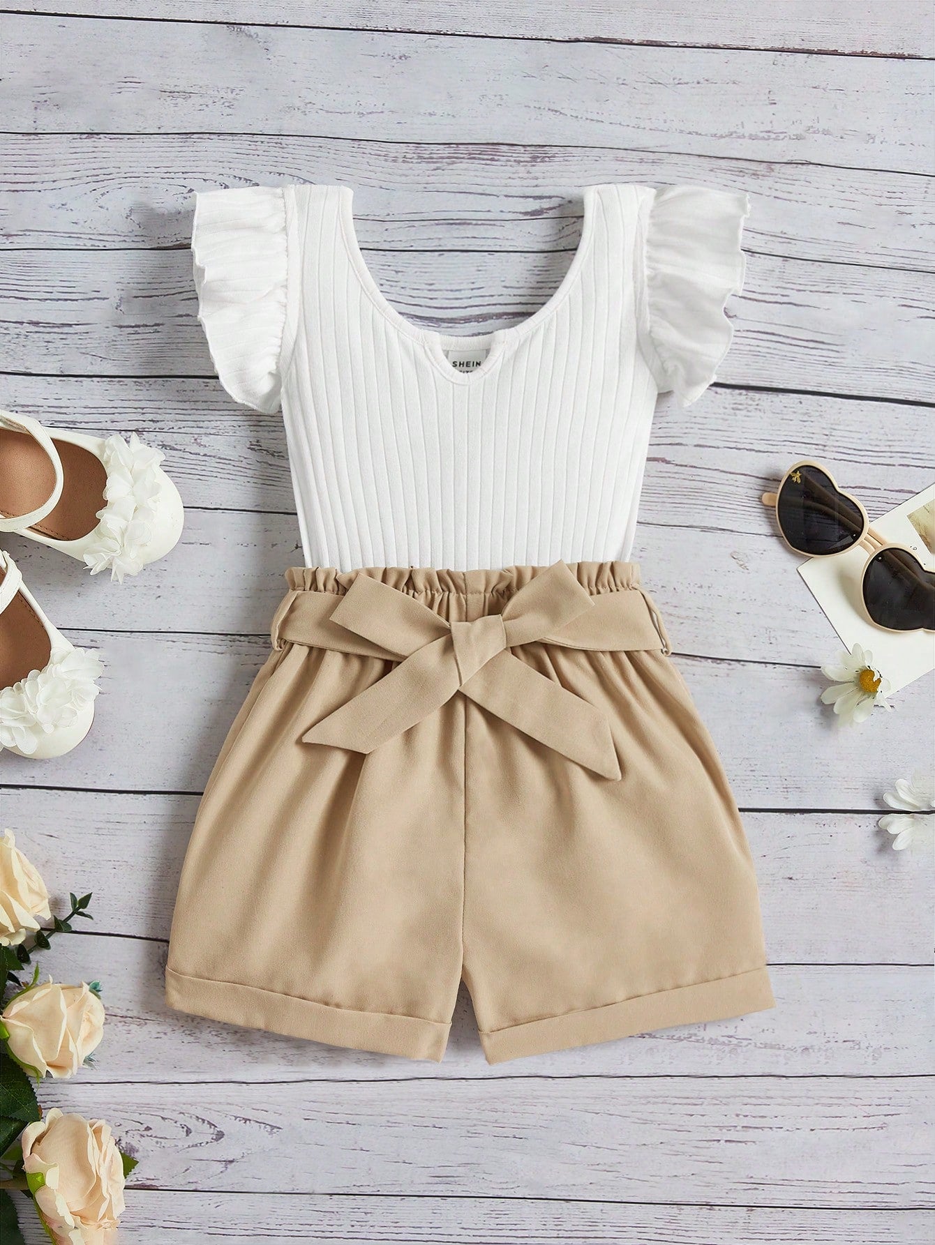 Young Girl Casual Color Block Short Sleeve Jumpsuit