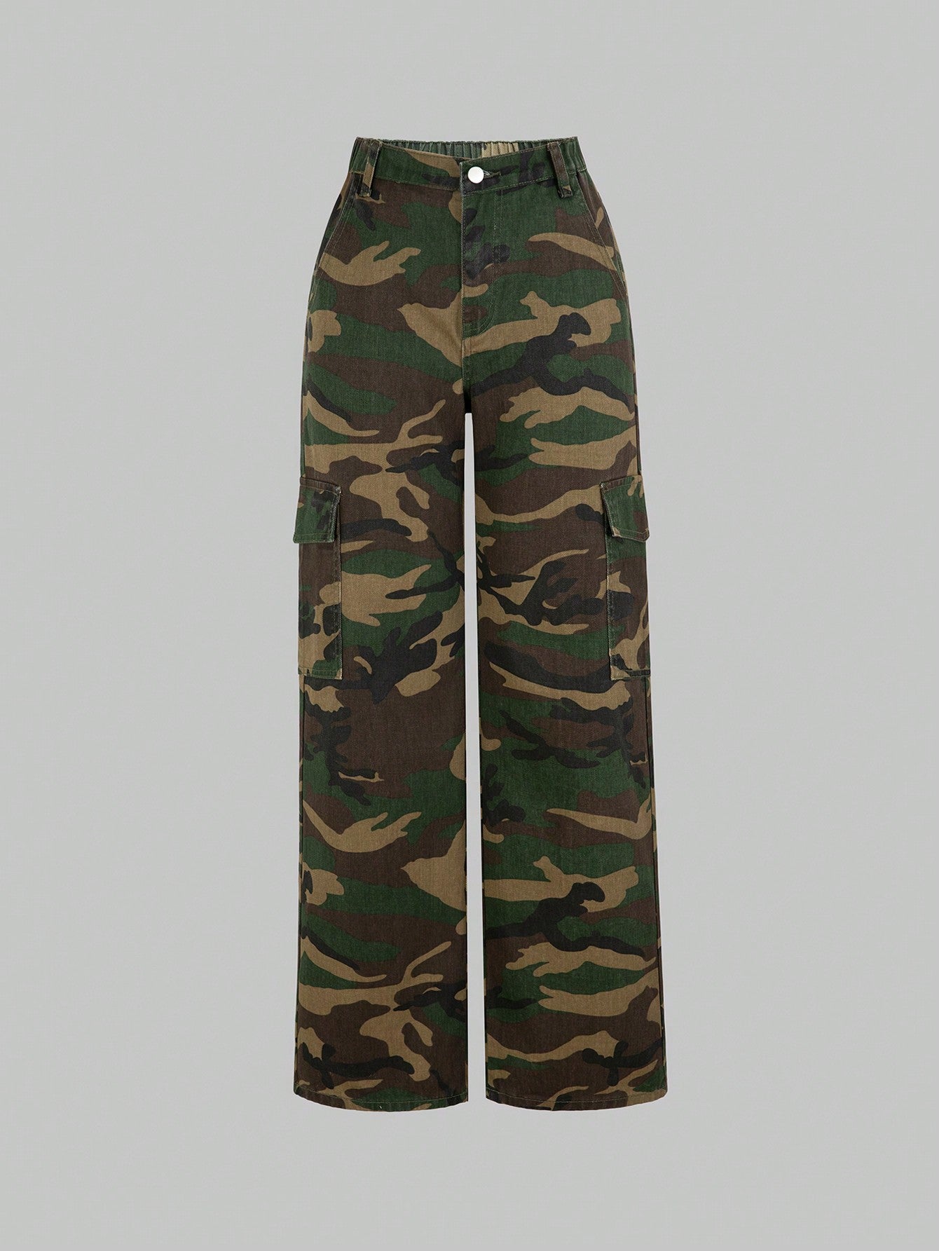 Teen Girl Camo Print Flap Pocket Cargo Jeans