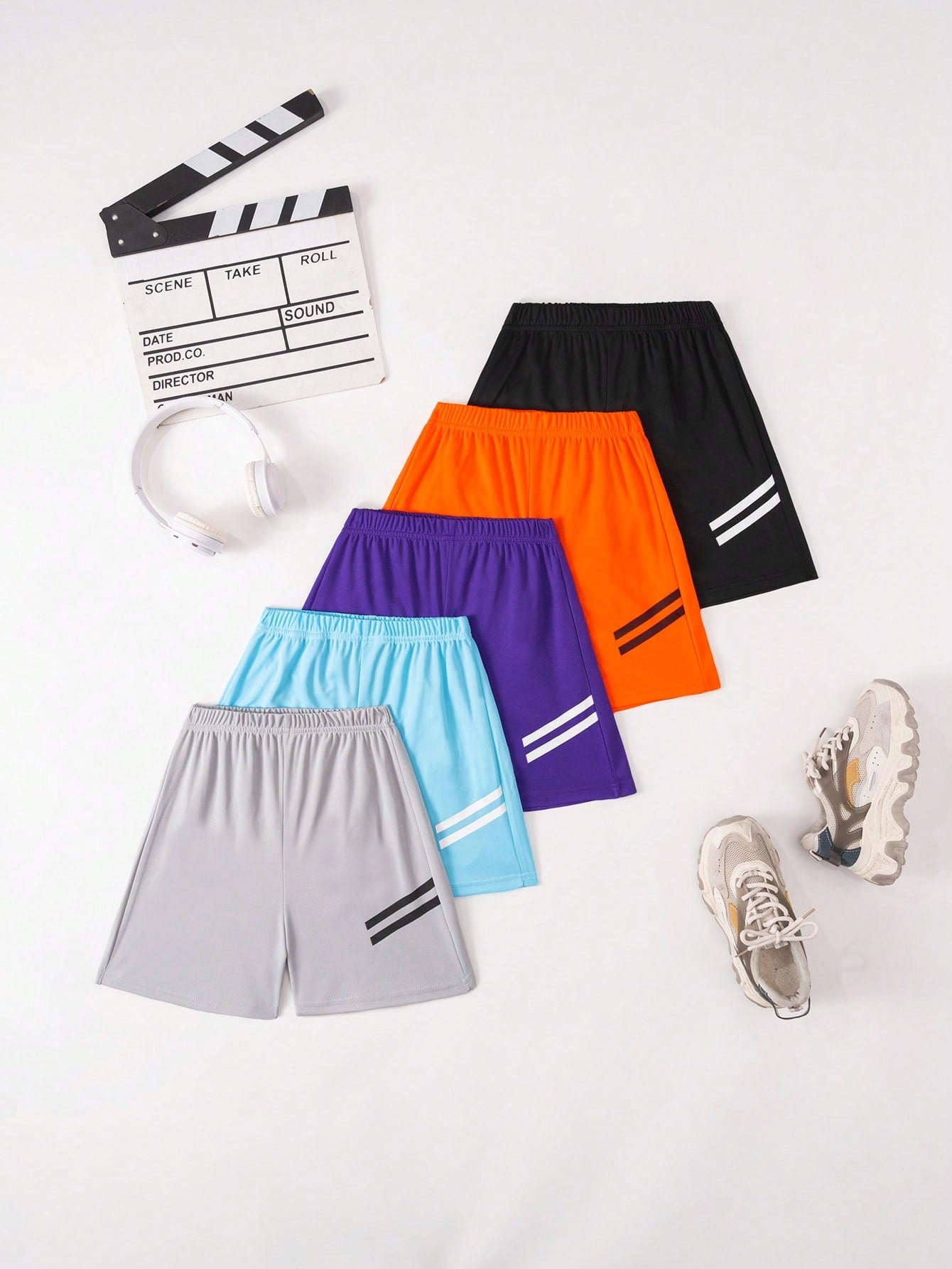 Young Boy 5pcs Multicolor Casual Sports Daily Comfortable Shorts