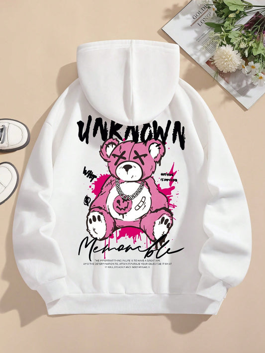 Women's Cute Cartoon Bear Printed Hoodie