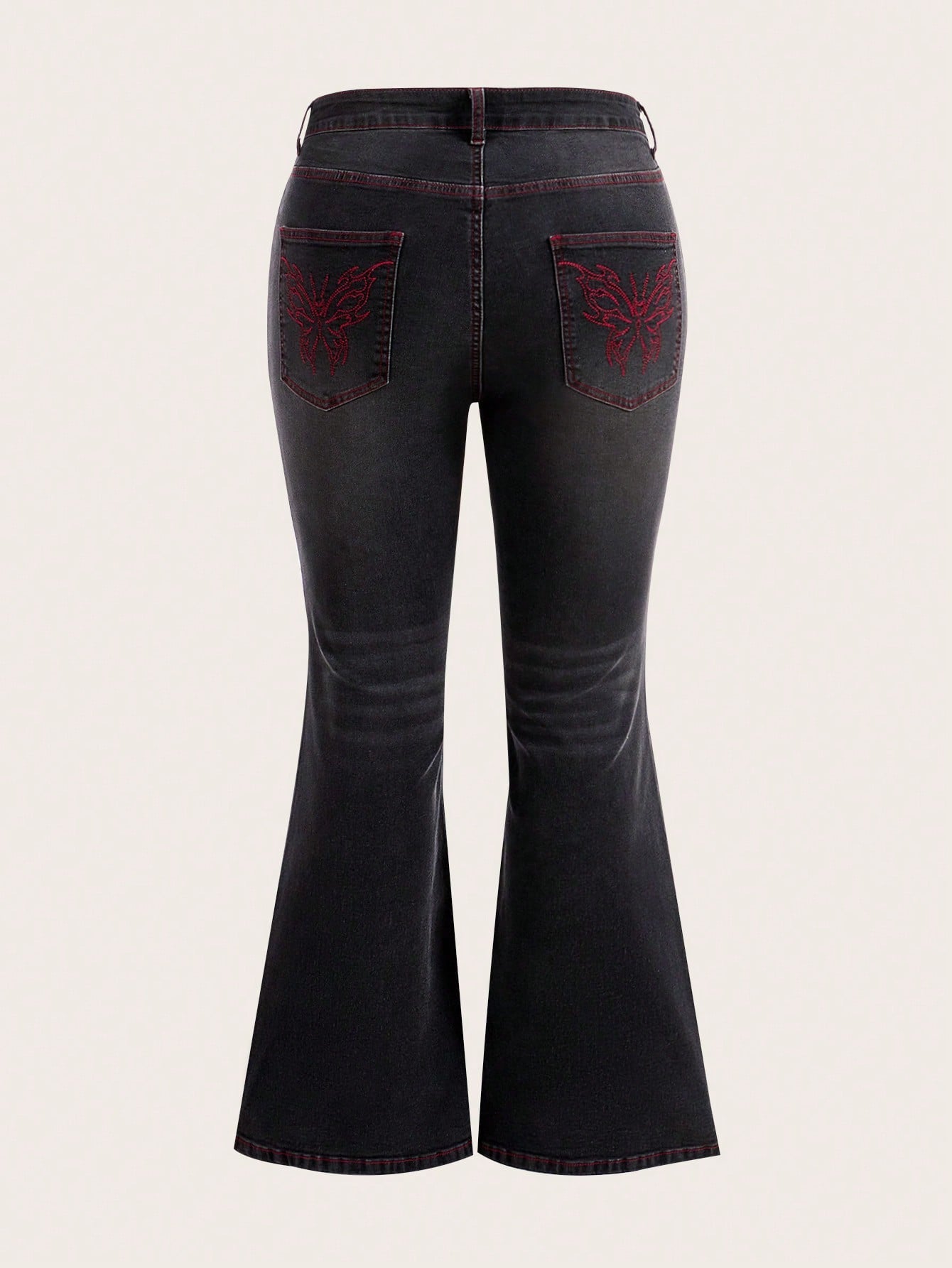 Punk Plus Size Women'S Flared Jeans Decorated With Cross & Hotfix Rhinestones