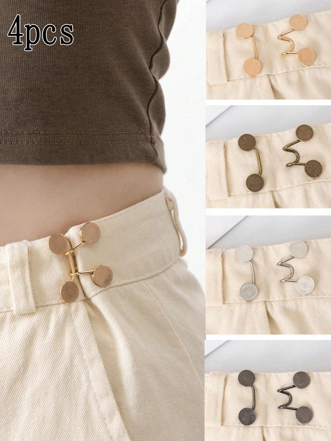 4pcs/Set No-Drill Detachable & Adjustable Metal Button Waist Extender For Jeans