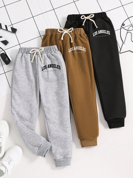 Young Boy 3pcs Set Letter Printed Sportswear Pants