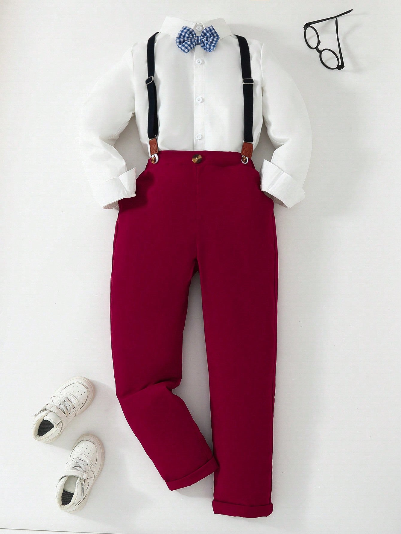 Tween Boy Bow Front Shirt & Suspender Pants