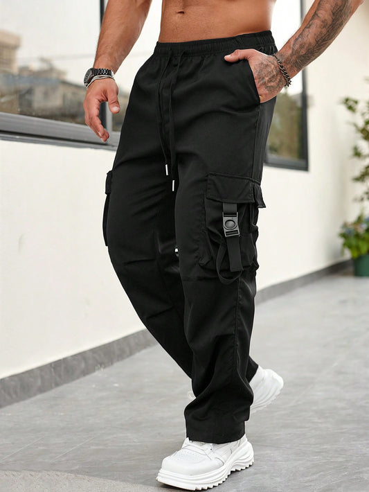 Men's Functional Style Straight Leg Cargo Pants With Multiple Pockets