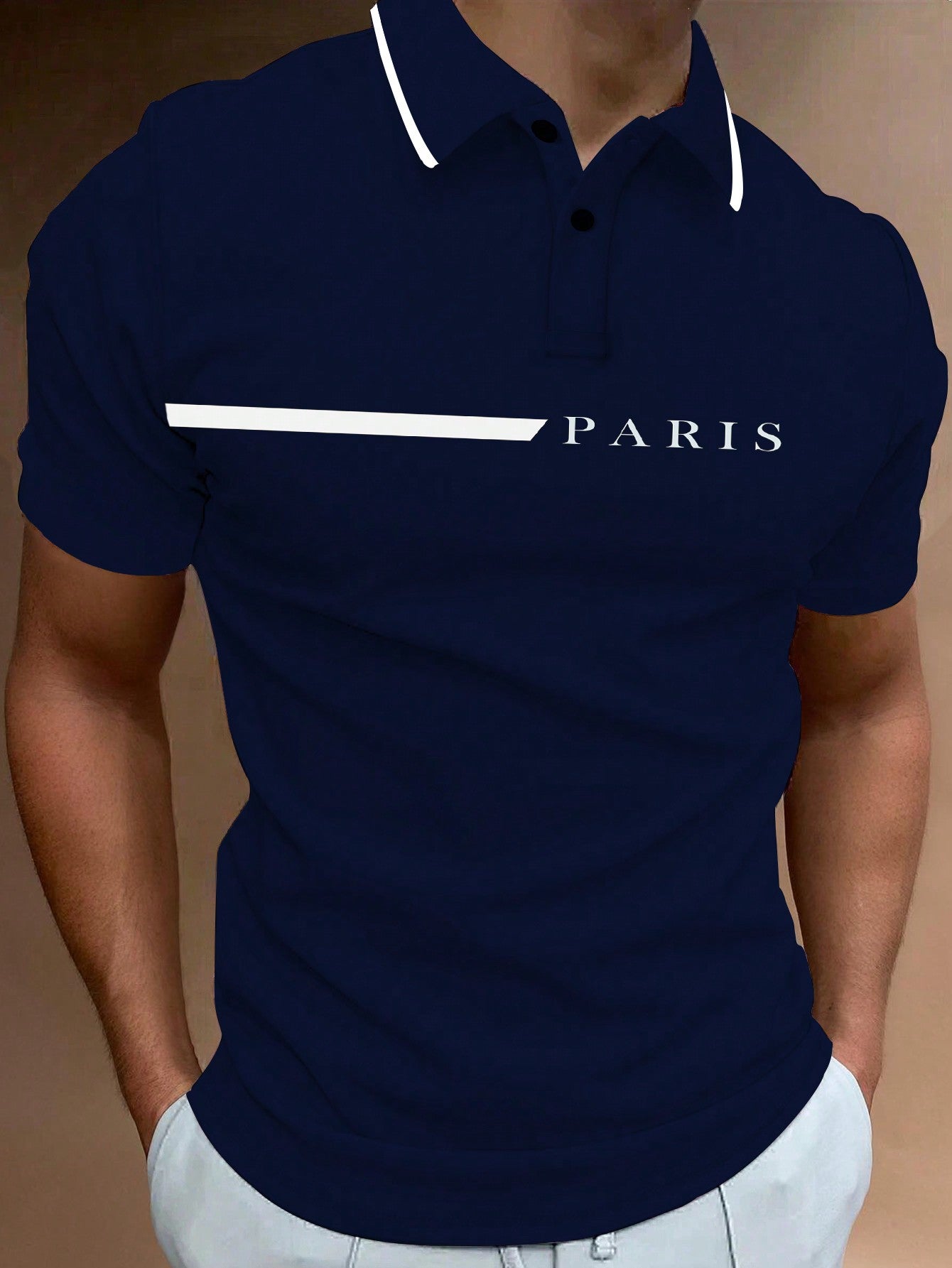 Men's Short Sleeve Polo Shirt With Letter Print