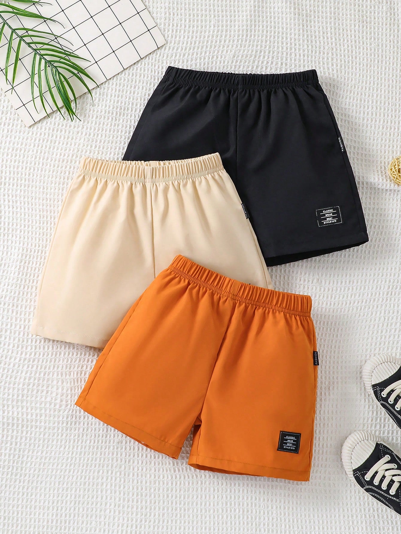 Kids Young Boy 3pcs/set Casual Simple Letter Print Shorts, Summer Outfits