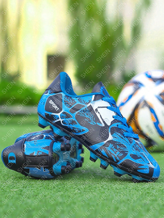 1pair Children's Blue Football Shoes For Boys, Bestseller