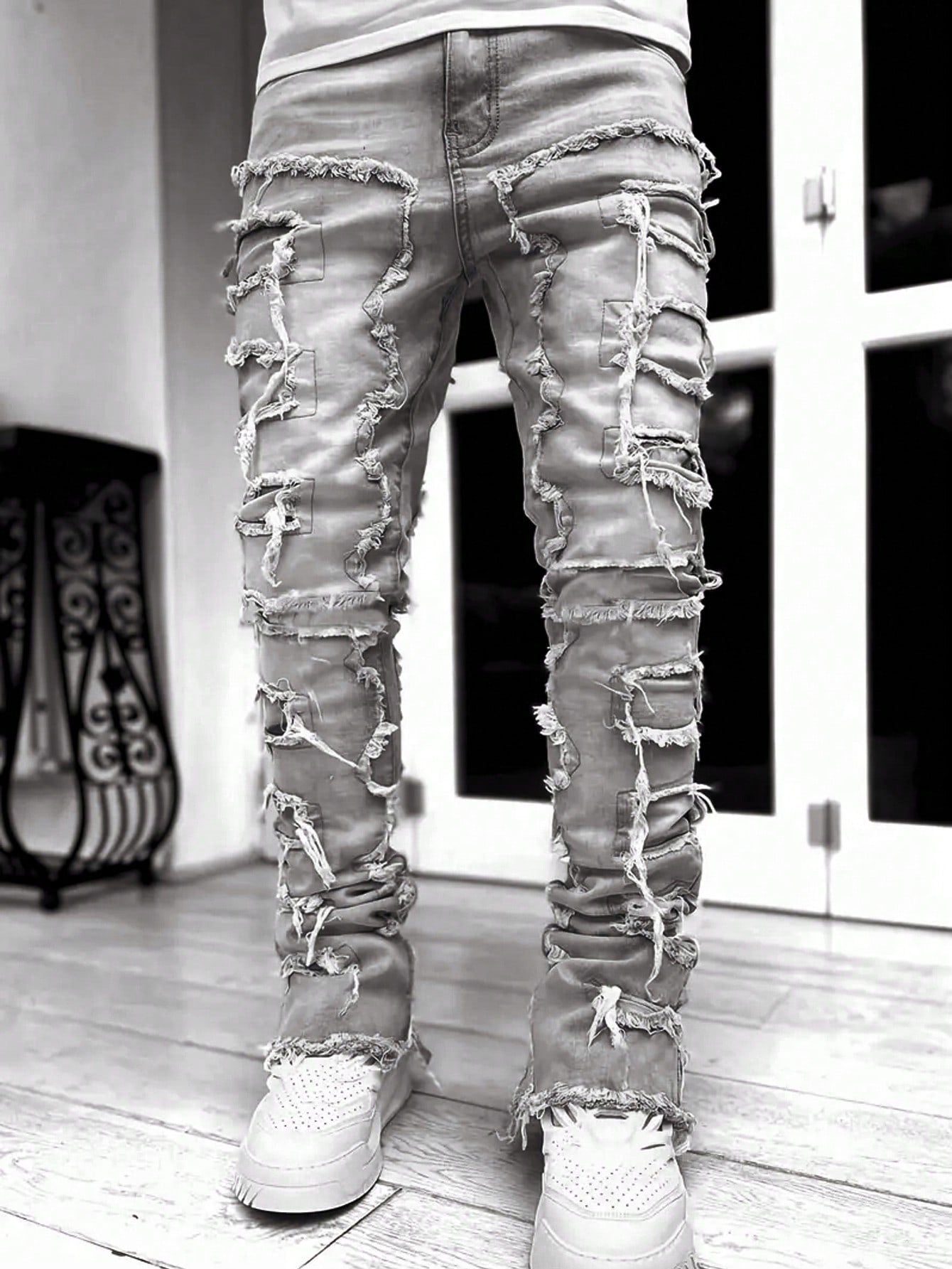 Teen Boy Camo Print Ripped Jeans