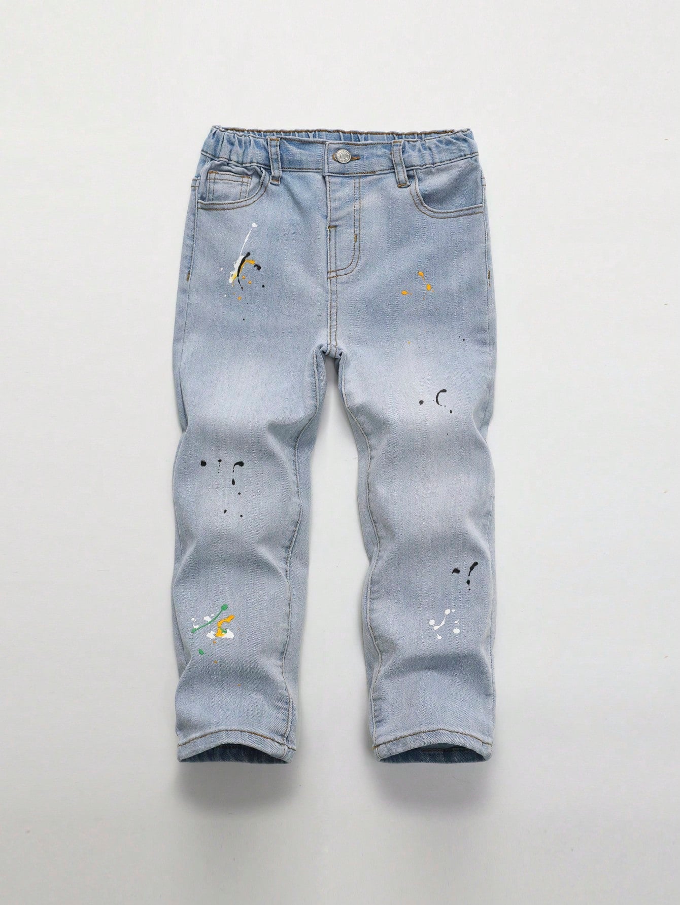 Young Boy Paint Splatter Pattern Slant Pocket Jeans