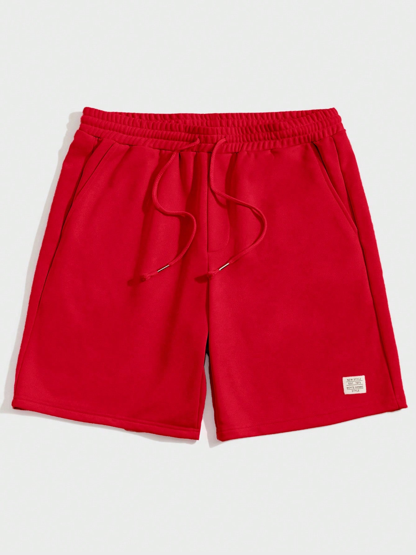 Men Letter Patched Drawstring Waist Shorts