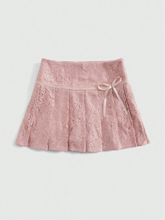 Fairycore Women's Lace Pleated A-Line Skirt