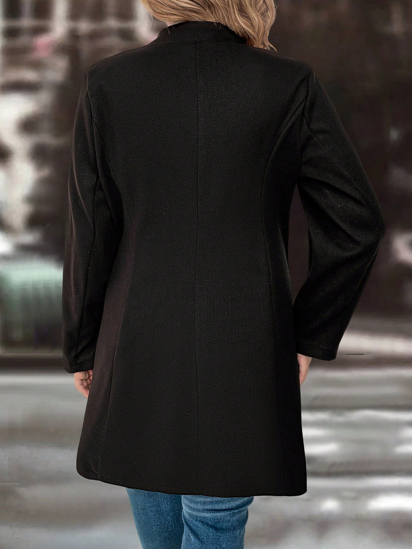 Plus Size Large Lapel Single Breasted Woolen Coat