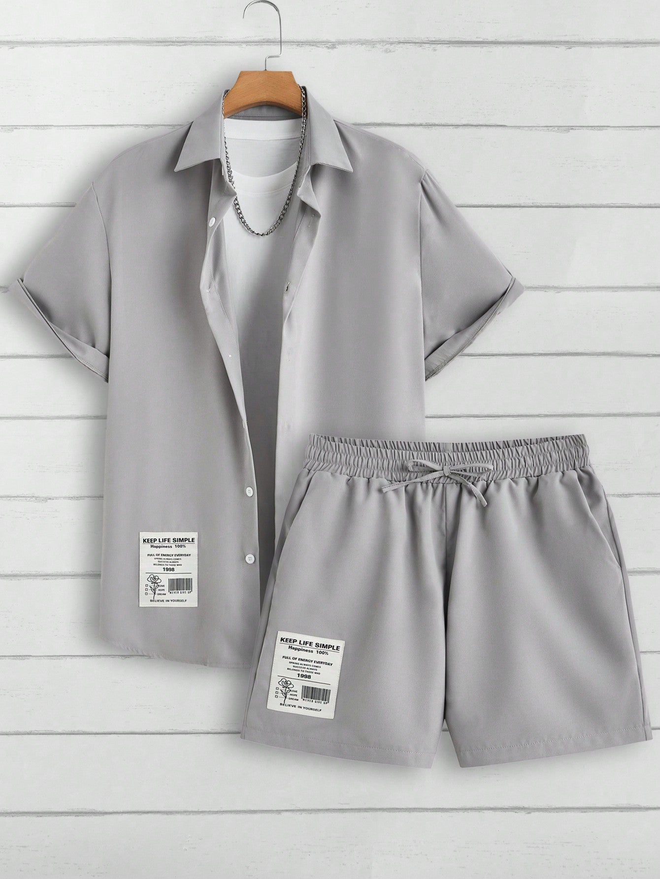 Men's Short Sleeve Shirt And Shorts With Slanted Pockets 2pc Outfit