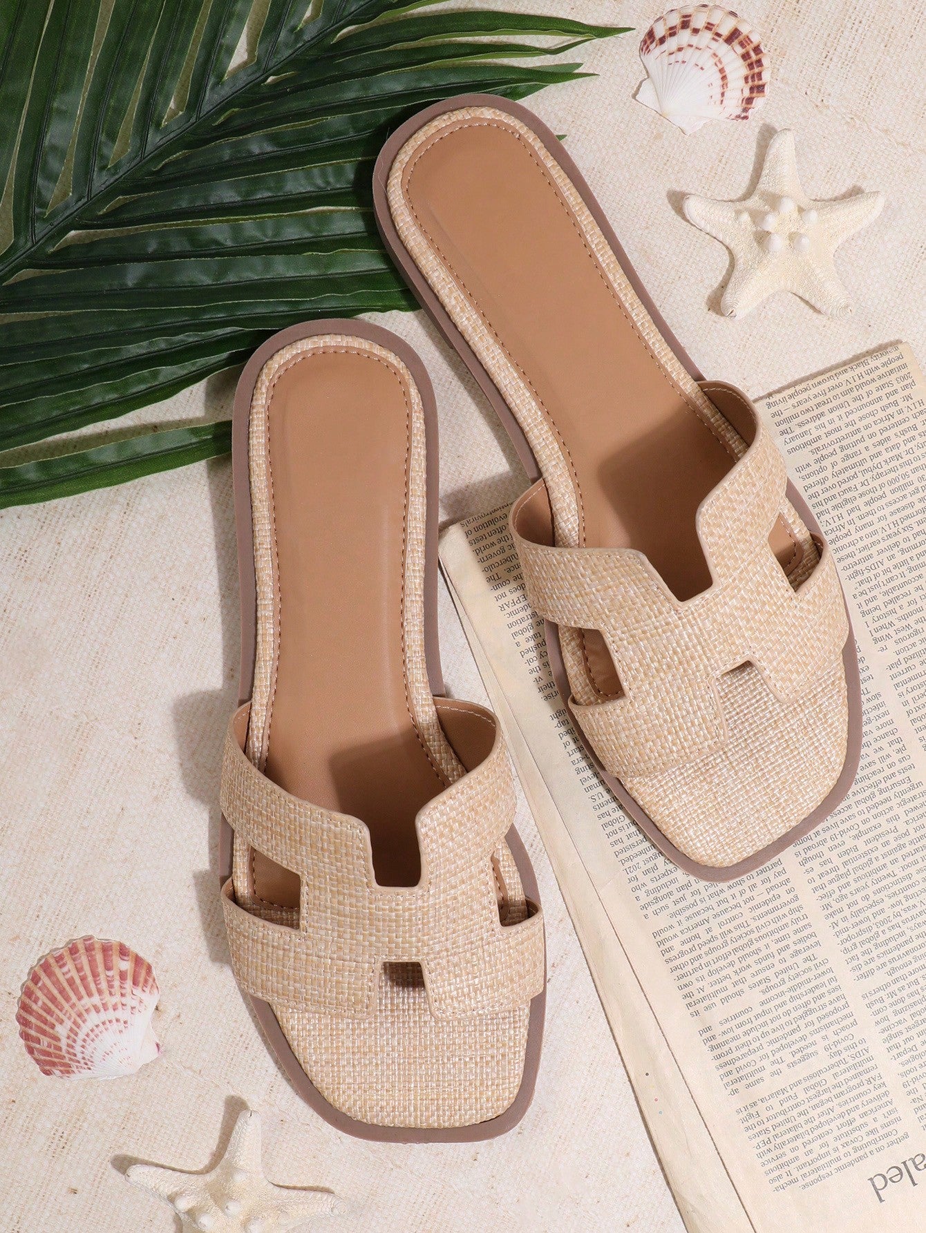 Ladies' Solid Color Casual Flat Sandals, Versatile Style