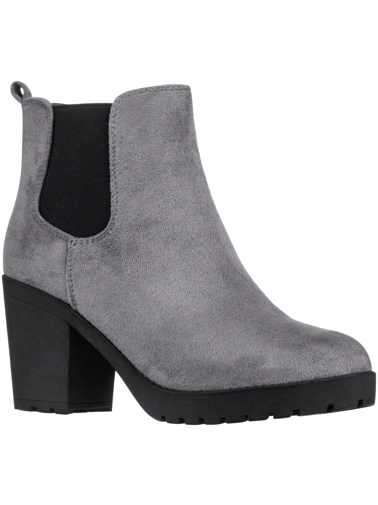 Women's Chelsea Boots Chunky Heel Ankle Boots Round Toe High Heel Ankle Booties