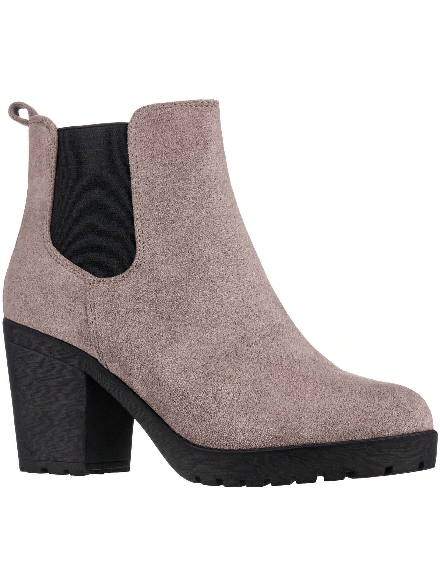 Women's Chelsea Boots Chunky Heel Ankle Boots Round Toe High Heel Ankle Booties