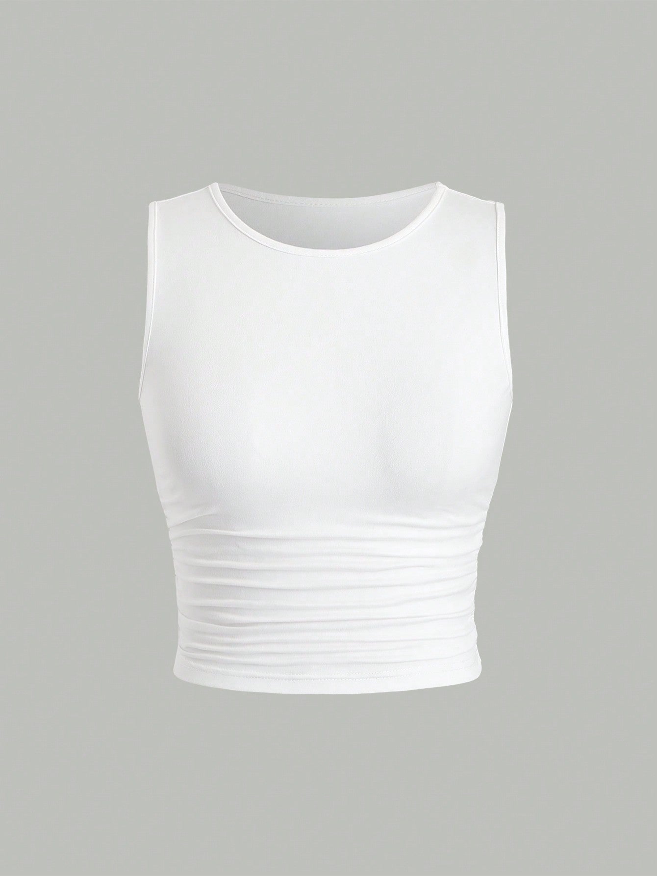 Solid Color Pleated Fitted Tank Top