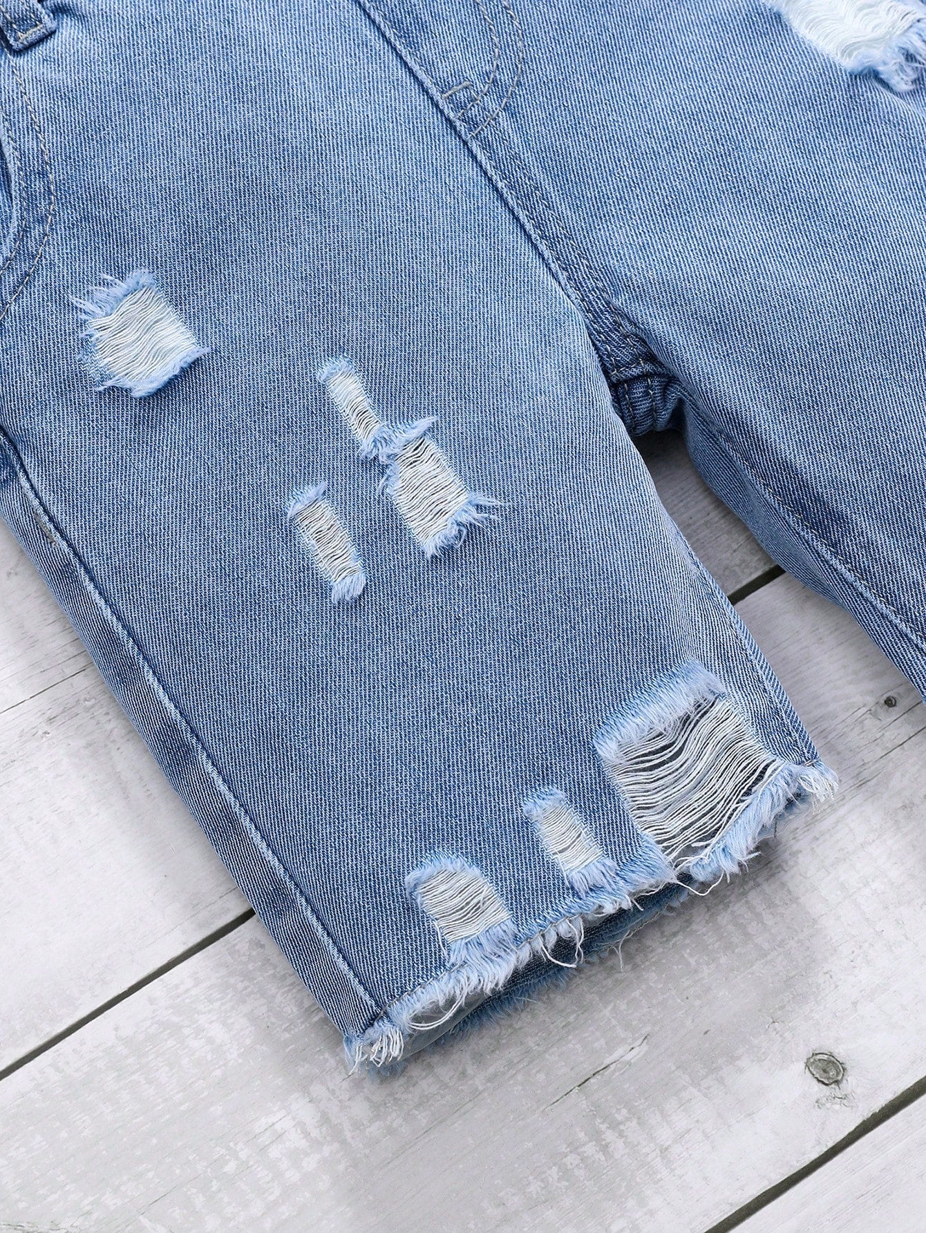 Young Boys' Distressed Denim Overalls Shorts