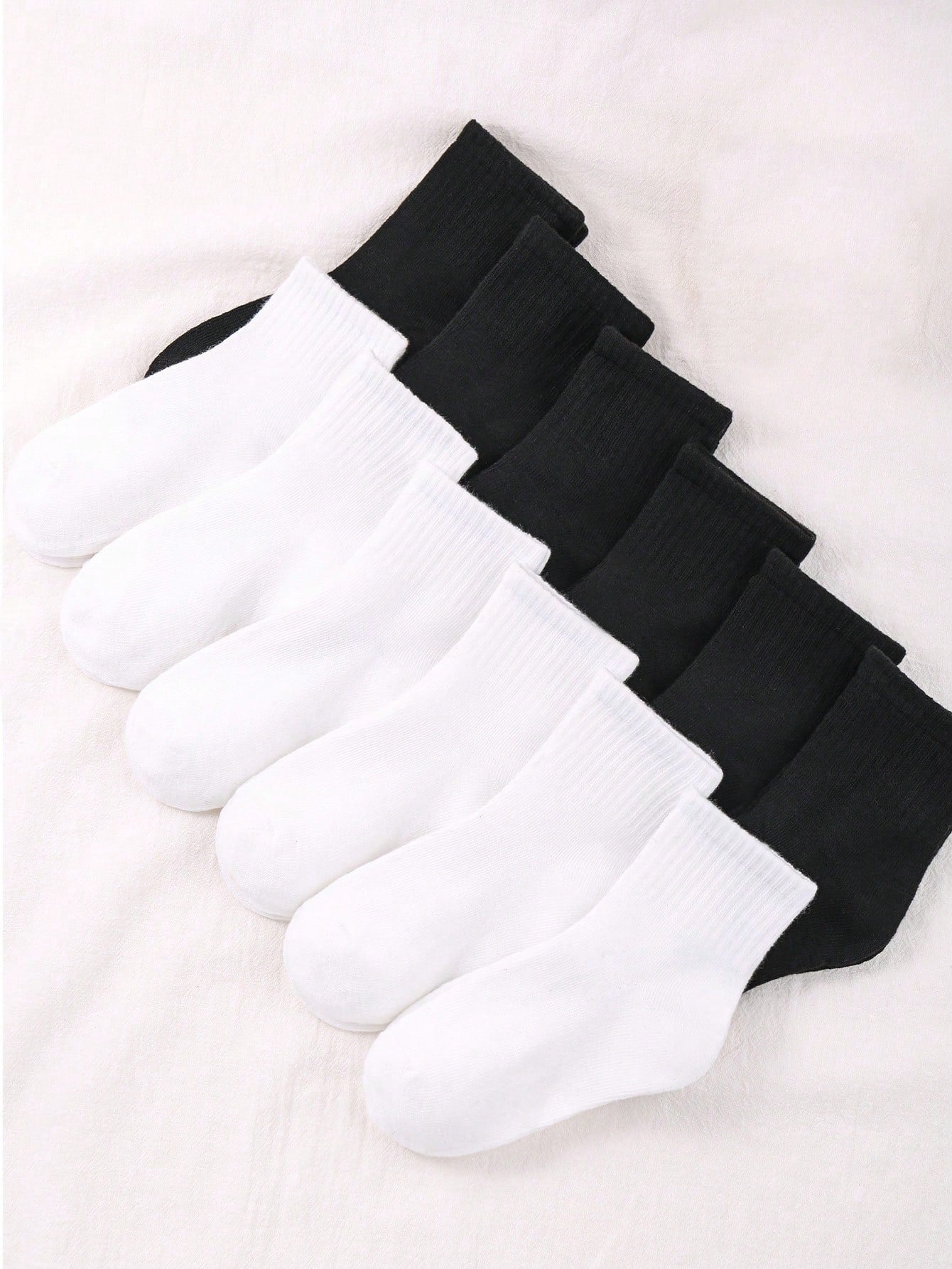 12pairs/Pack  Boys Girls Kids Causal Plain Color Socks, Breathable Comfy Sweat Absorption Crew Socks, Student Socks, Children's Socks