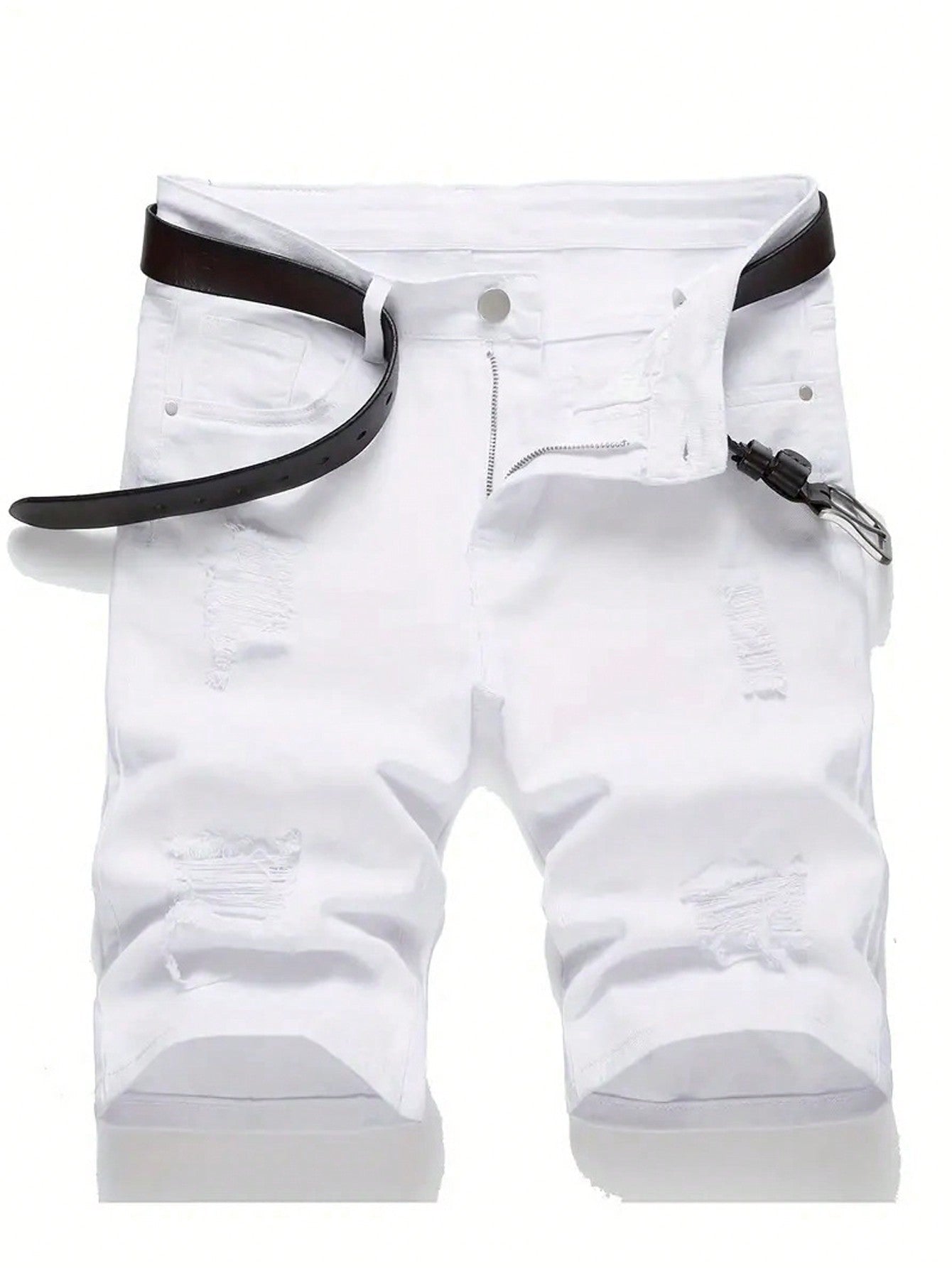 Tween Boys' Summer Casual White Distressed Denim Shorts