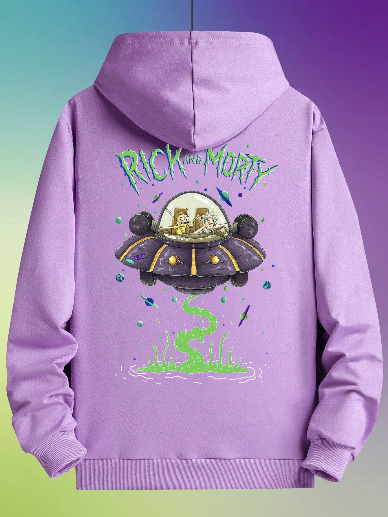 Rick and Morty | Men Letter Graphic Drawstring Hoodie