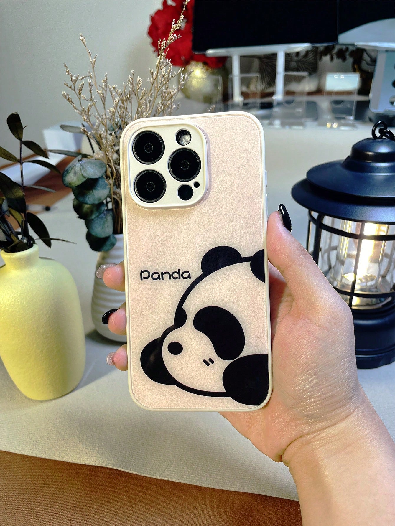Apple IPhone 14/14 Pro Glass Back Cover - Panda Pattern, IPhone 15/15 Pro Max Liquid Silicone TPU Bumper Protective Case - Minimalist & Fashionable Design For Student