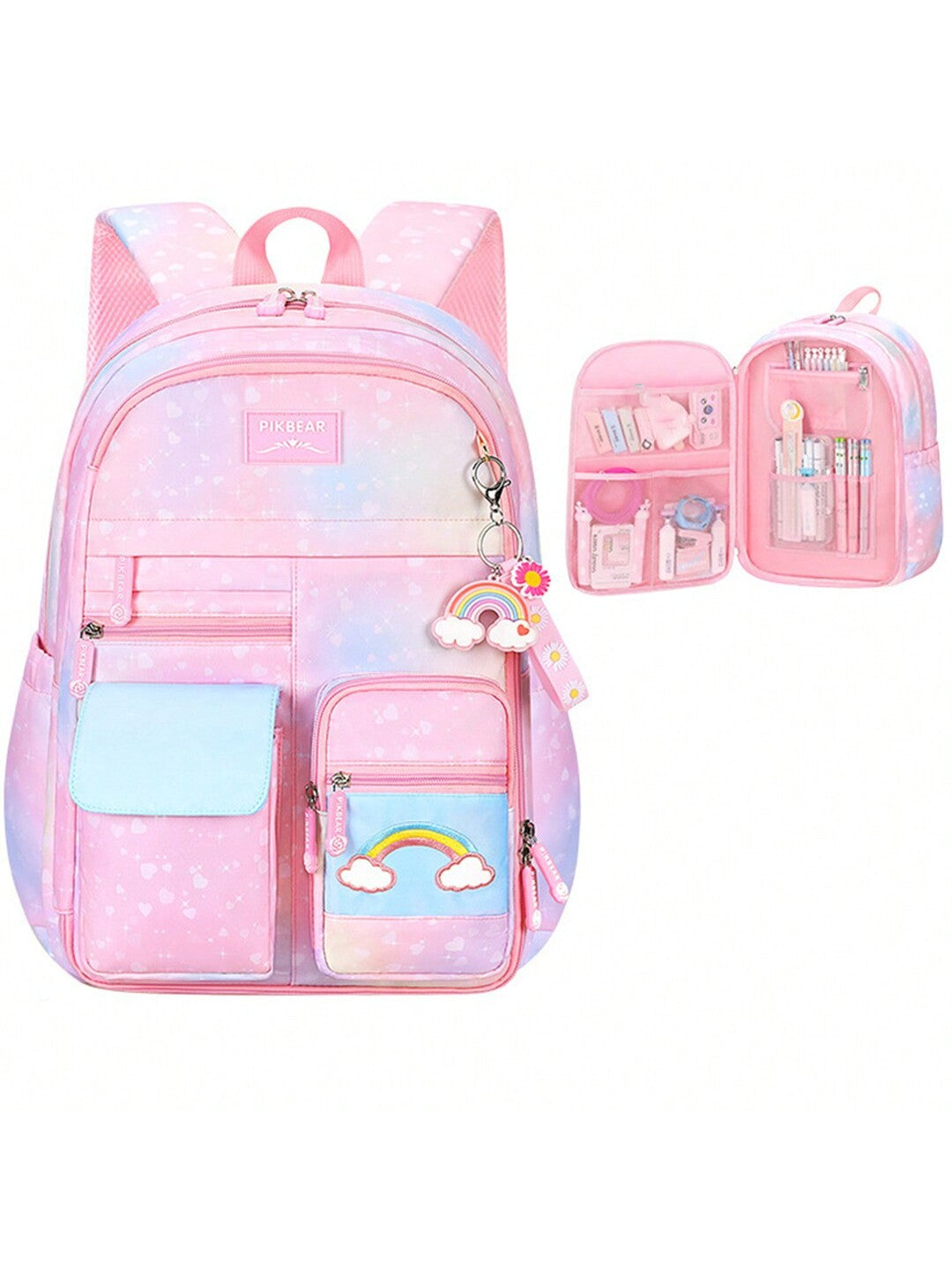 1pc Lightweight & Large Capacity Nylon School Backpack With Multiple Pockets, Cute College Backpack, For Girls' Or Kids', Casual Travel Bag, Suitable For School And Travel