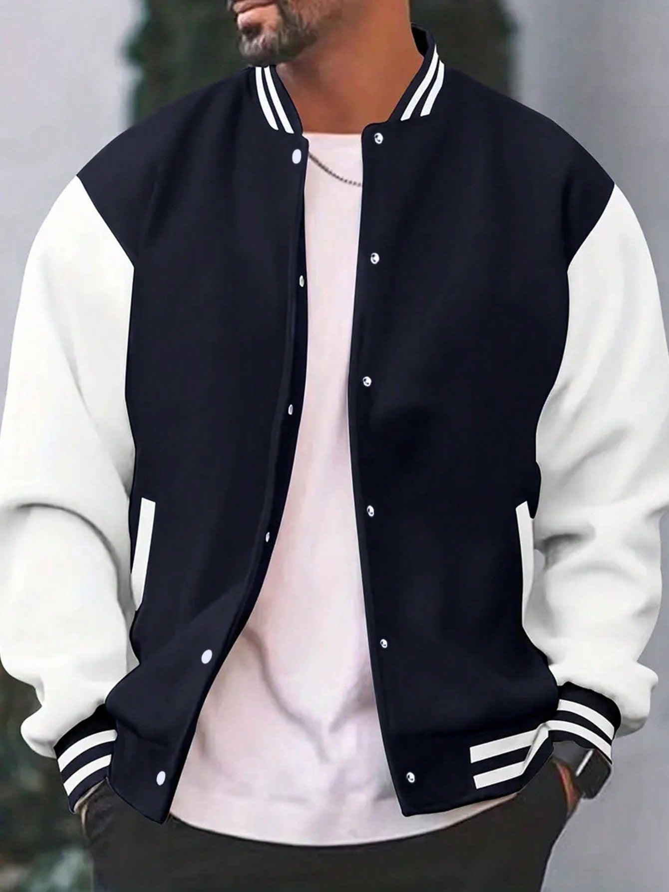 Men's Color Block College Style Jacket