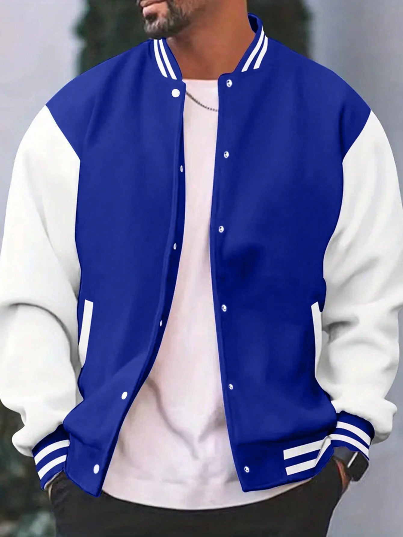 Men's Color Block College Style Jacket