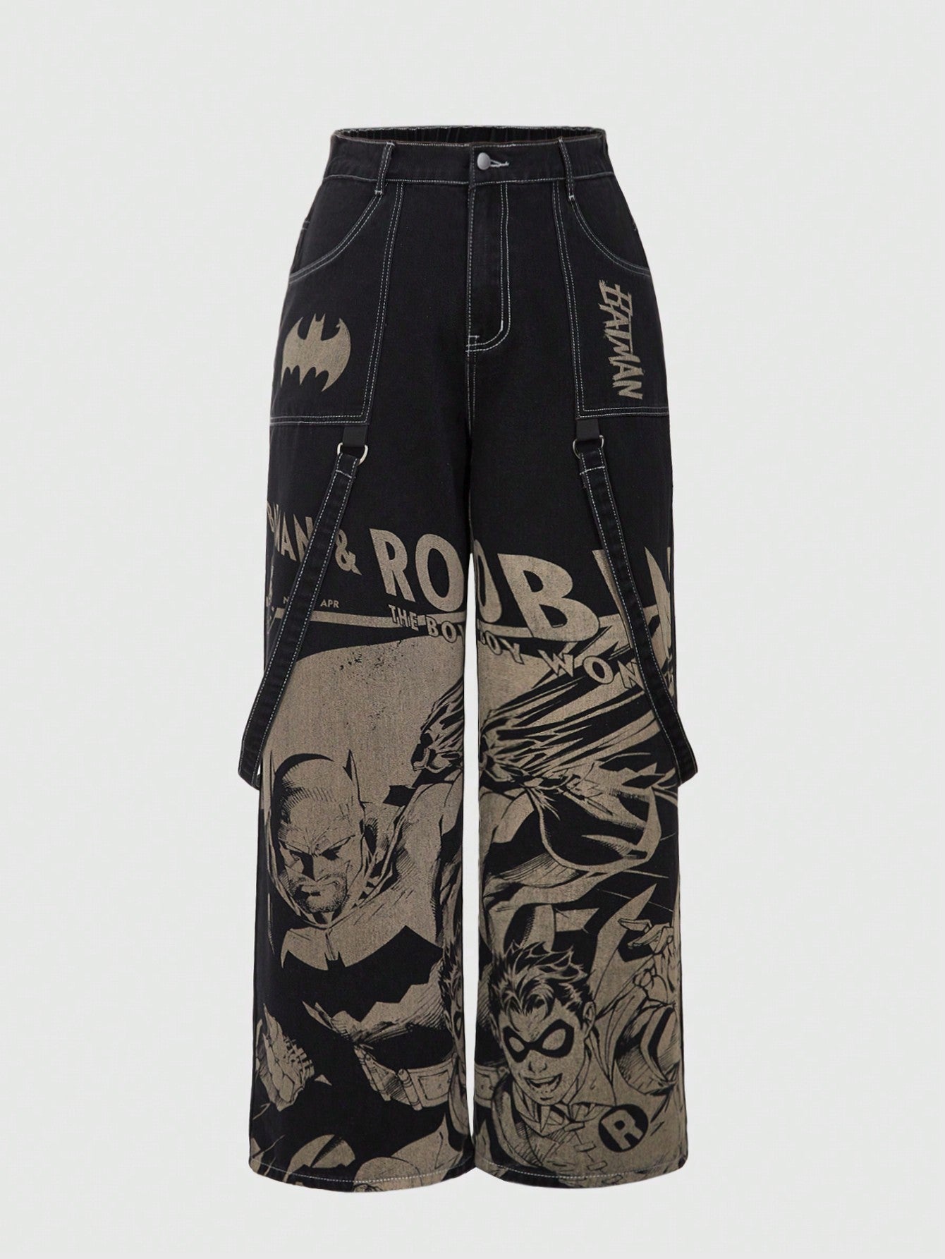 Batman X Plus Cartoon Figure Graphic Wide Leg Jeans, School