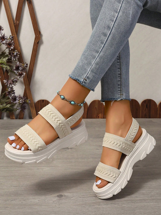 Women's Elastic Thick-Soled Wedge Sandals, Casual & Versatile