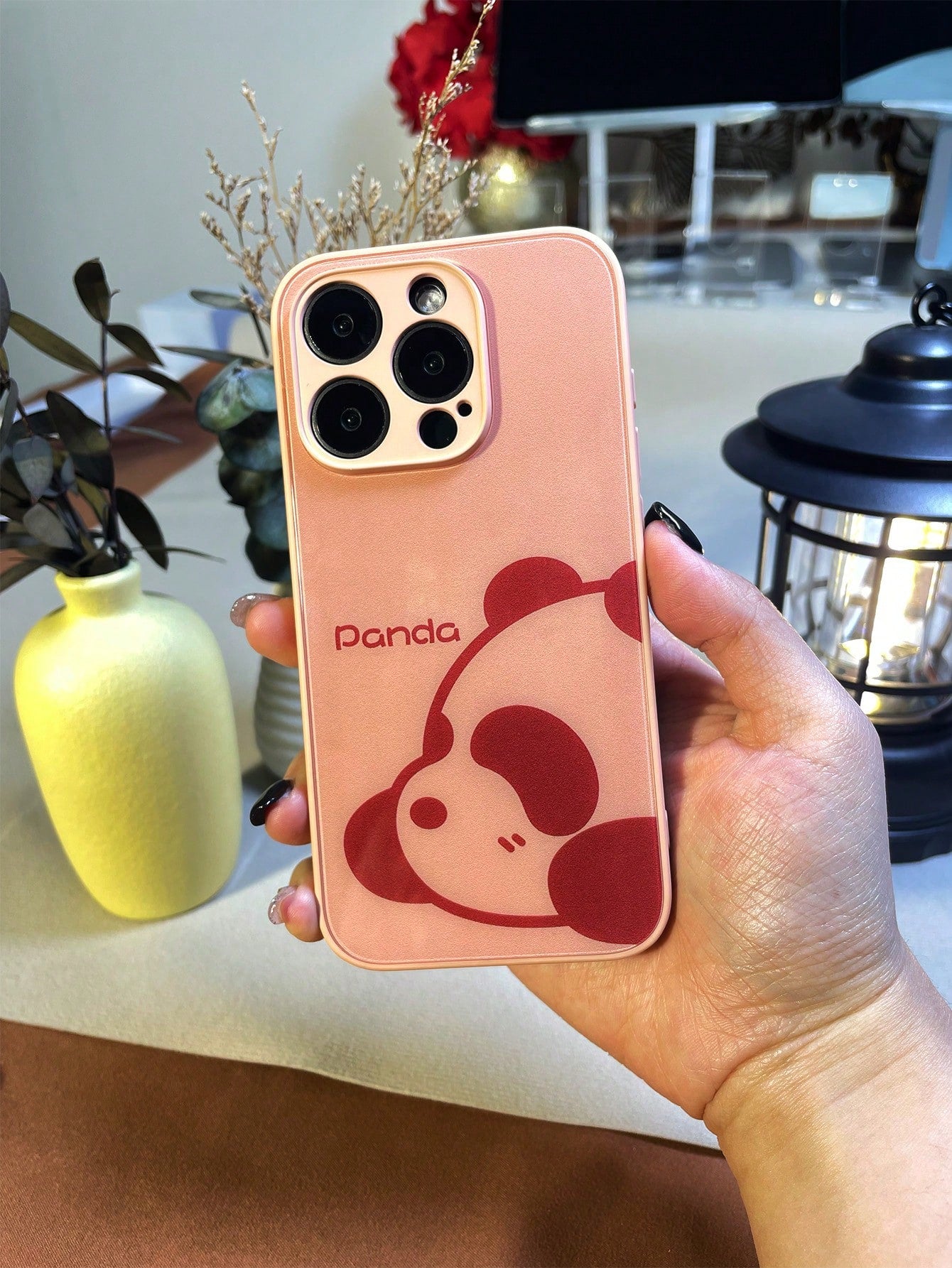 Apple IPhone 14/14 Pro Glass Back Cover - Panda Pattern, IPhone 15/15 Pro Max Liquid Silicone TPU Bumper Protective Case - Minimalist & Fashionable Design For Student