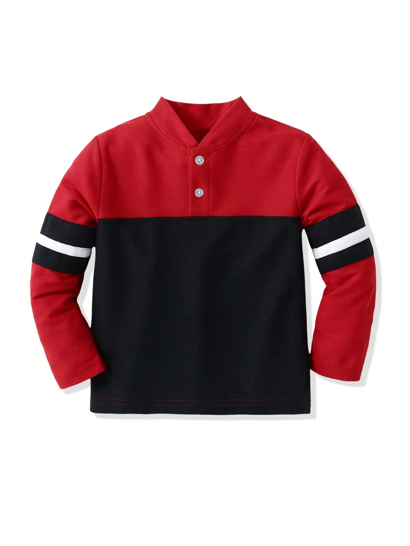 Young Boy Casual Stand Collar Colorblocked Polo Shirt, Matched With Casual Pants, Cool And Trendy Outfit, Suitable For Daily Casual Wear, Travel, Party, Festival And School, Versatile Shirt, Suitable For Spring And Autumn.