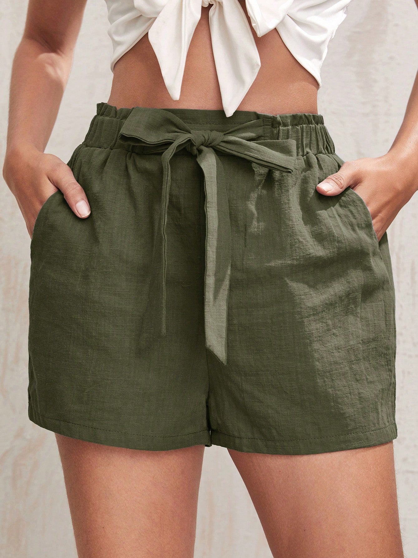 Paperbag Waist Knot Front Shorts