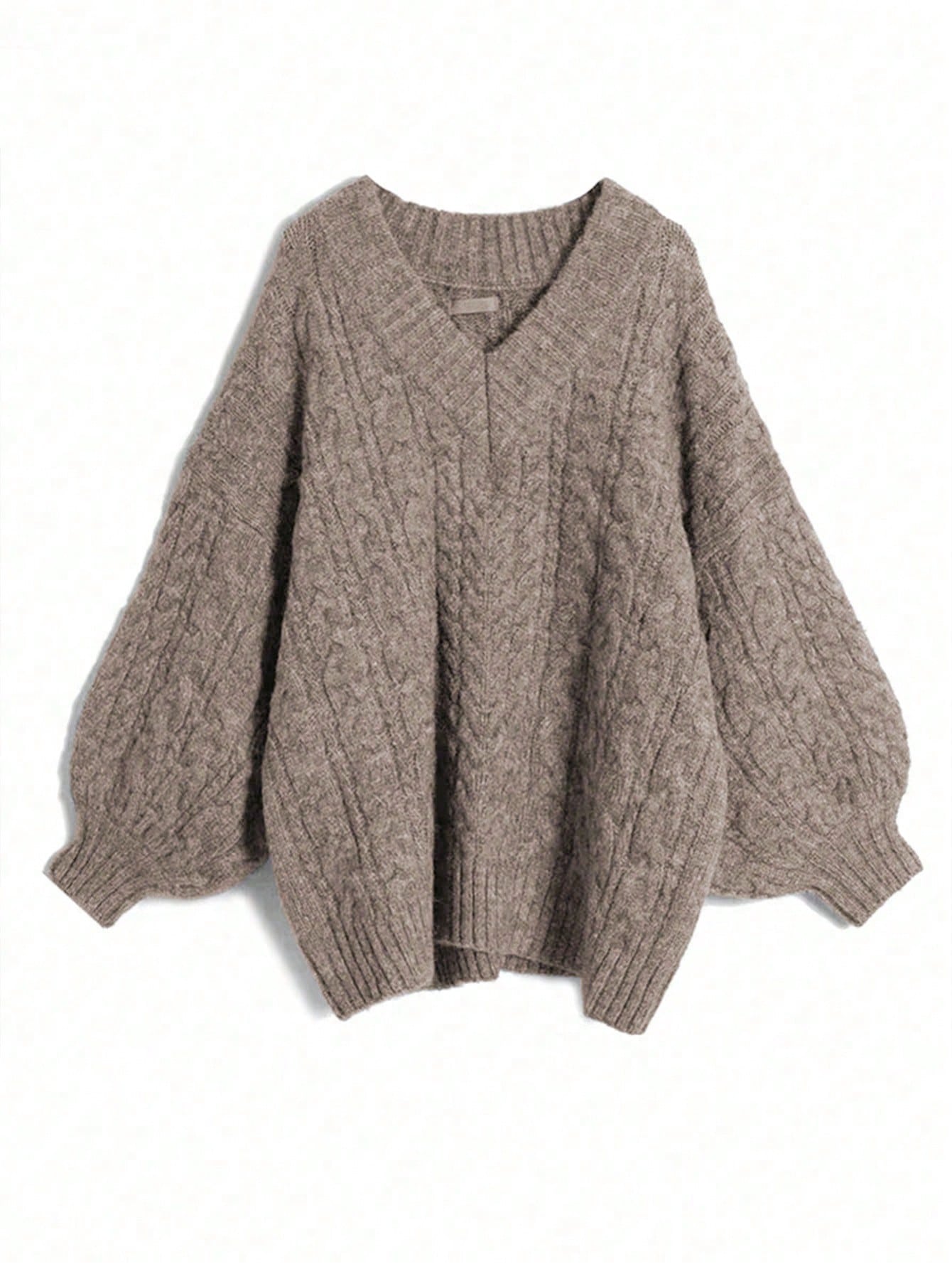 Plus Cable Knit Drop Shoulder Sweater