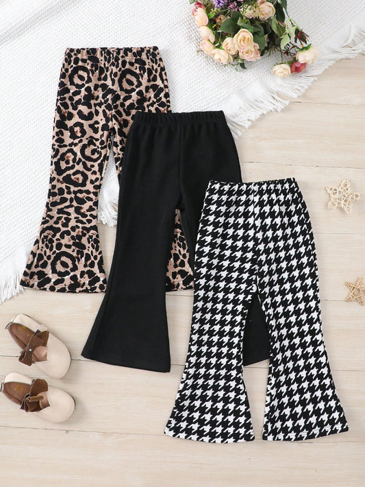 Young Girl Knitted Comfortable, Fashionable Bell-Bottomed Pants Three-Piece Set