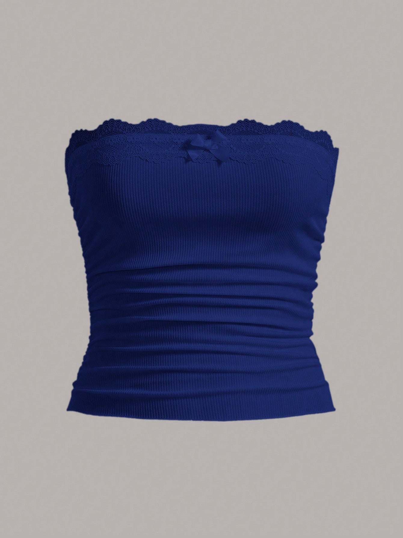 Plus Lace Trim Ruched Summer Tube Top