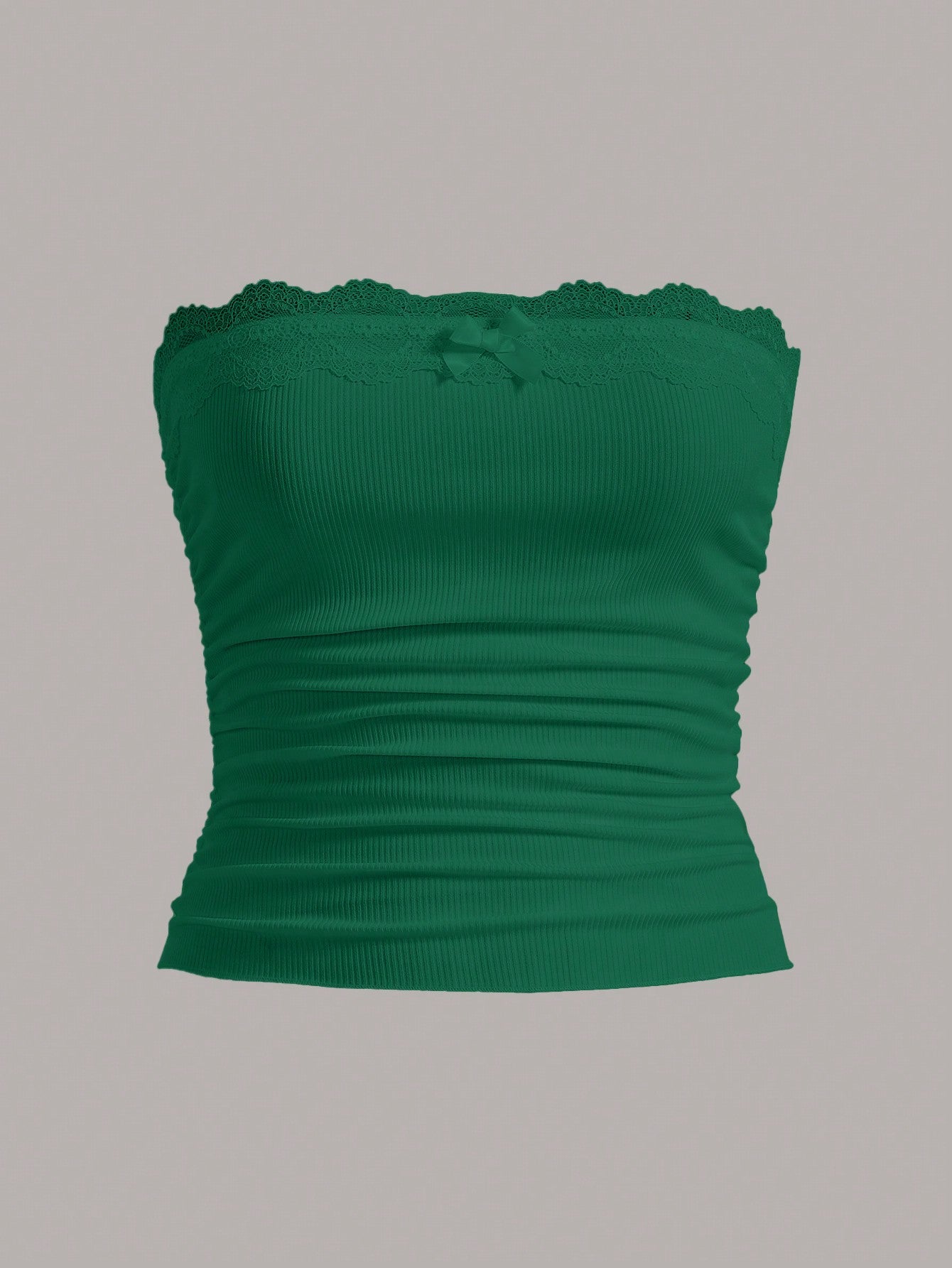 Plus Lace Scallop Trim Ruched Tube Top